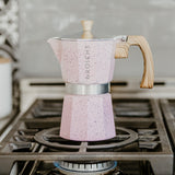 Grosche Pink MILANO STONE Stovetop Espresso Maker